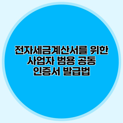 전자세금계산서를 위한 사업자 범용 공동 인증서 발급법