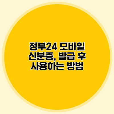 정부24 모바일 신분증, 발급 후 사용하는 방법
