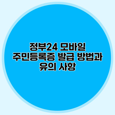 정부24 모바일 주민등록증 발급 방법과 유의 사항