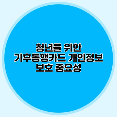 청년을 위한 기후동행카드 개인정보 보호 중요성