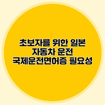 초보자를 위한 일본 자동차 운전 국제운전면허증 필요성