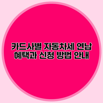 카드사별 자동차세 연납 혜택과 신청 방법 안내