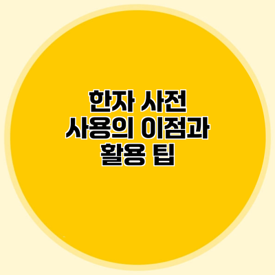 한자 사전 사용의 이점과 활용 팁