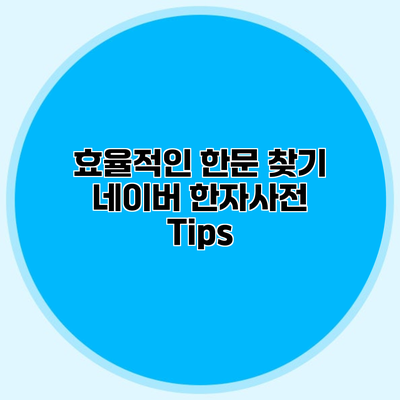 효율적인 한문 찾기 네이버 한자사전 Tips