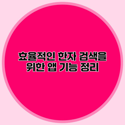 효율적인 한자 검색을 위한 앱 기능 정리