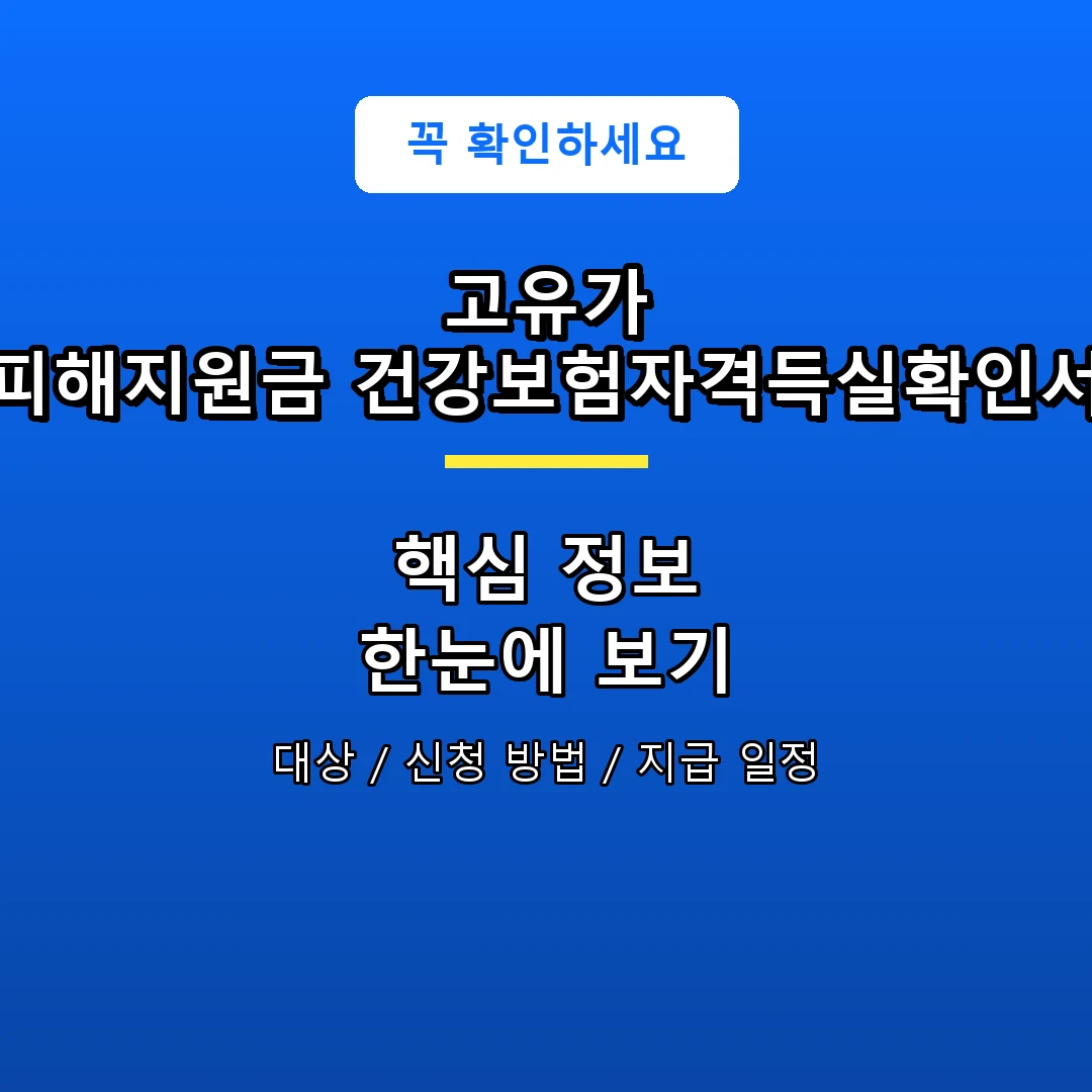 고유가 피해지원금 건강보험자격득실확인서 안내 포스터
